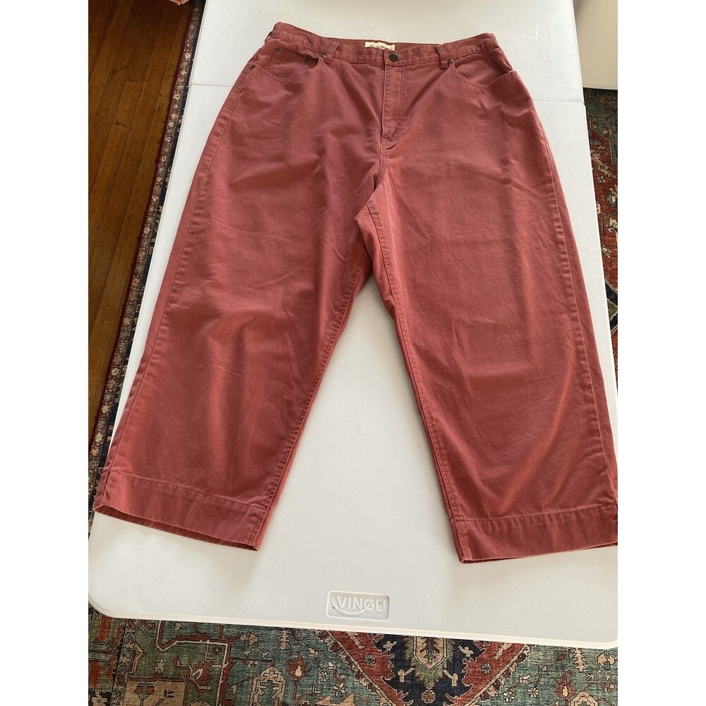 Eddie Bauer Capris 18W High Rise Rose Cotton Excellent Condition Elastic Waist